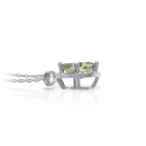 3.36 Carat 14K Solid White Gold Looks Kill Green Amethyst Diamond Necklace