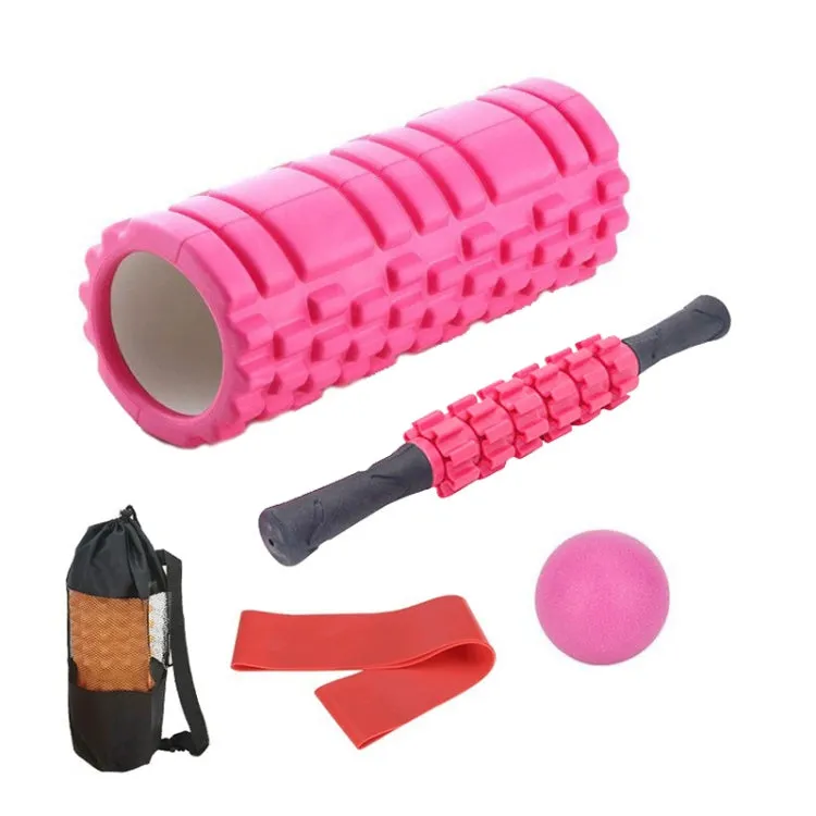 33cm 5pcs/set EVA Hollow Foam Roller Muscle Relaxation Roller Yoga Column Set Fitness Equipment(Pink)