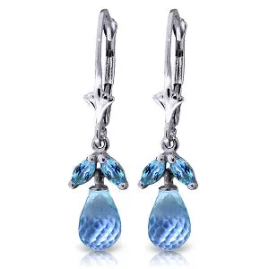 3.4 Carat 14K Solid White Gold Insight Blue Topaz Earrings