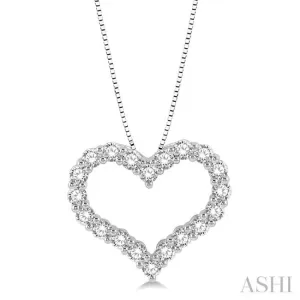 3/4 Ctw Heart Shape Round Cut Diamond Pendant With Chain in 14K White Gold