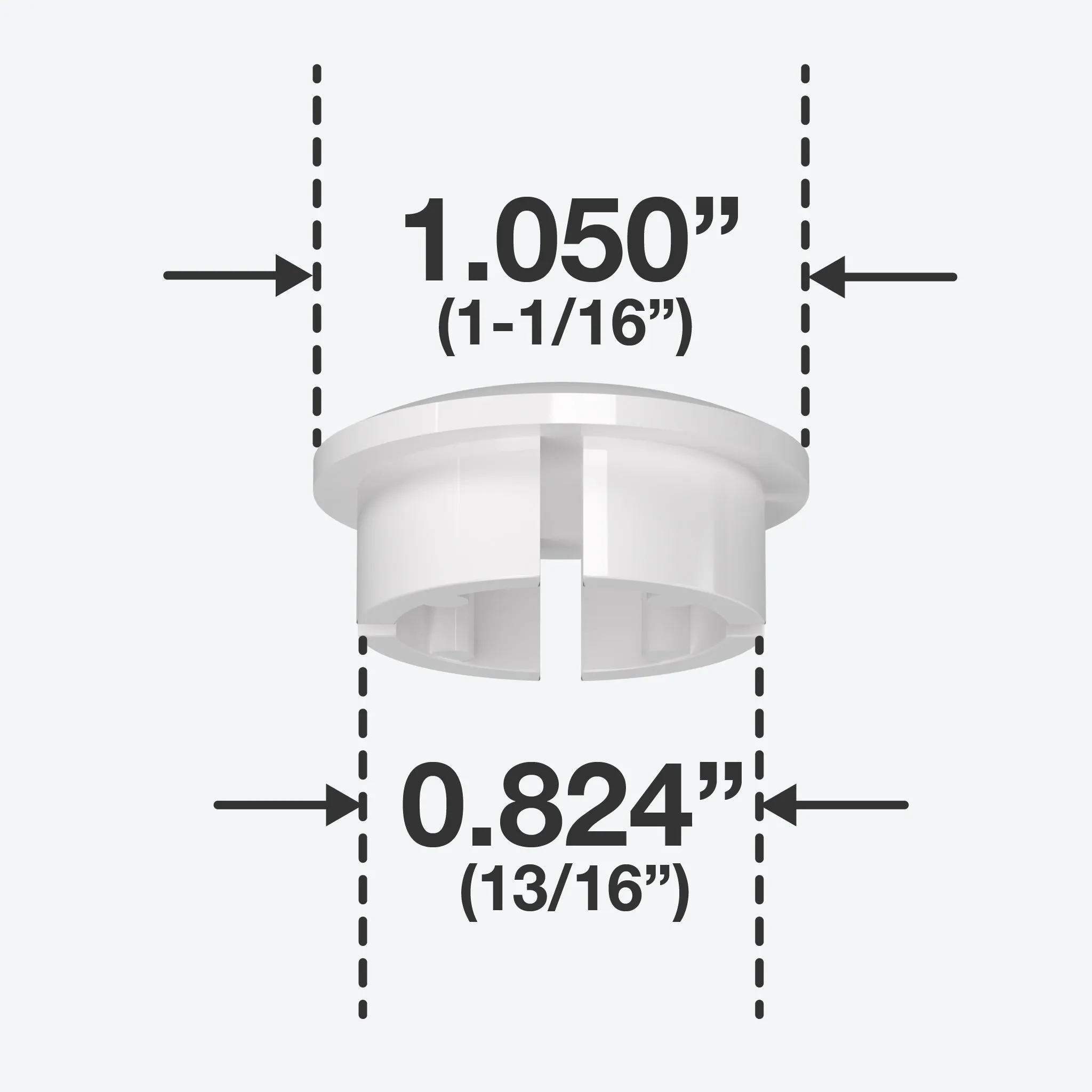 3/4 in. Internal PVC Dome Cap, Furniture Grade - White