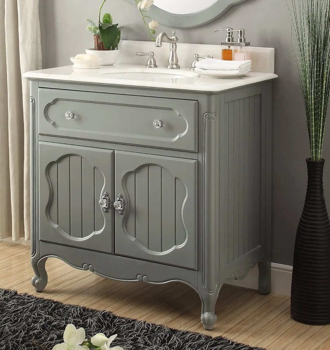 34 Inch Gray Charming Cottage Chic Knoxville Vanity