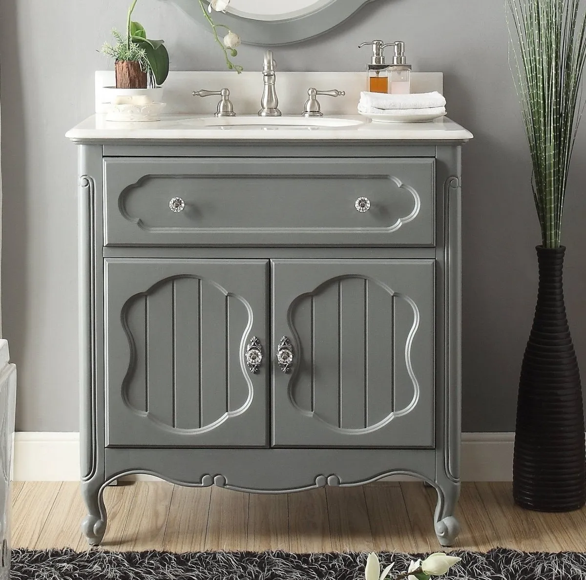 34 Inch Gray Charming Cottage Chic Knoxville Vanity