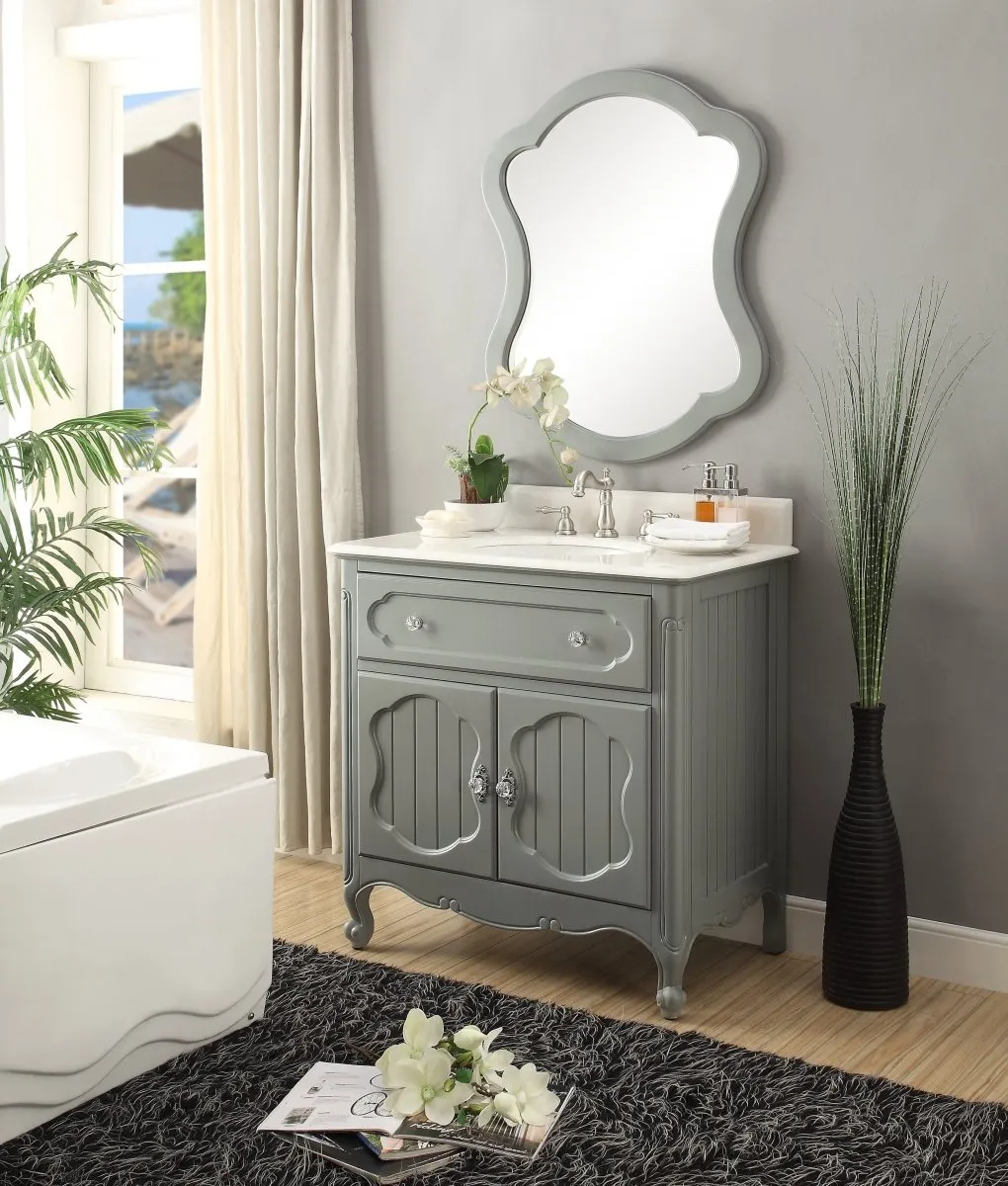 34 Inch Gray Charming Cottage Chic Knoxville Vanity