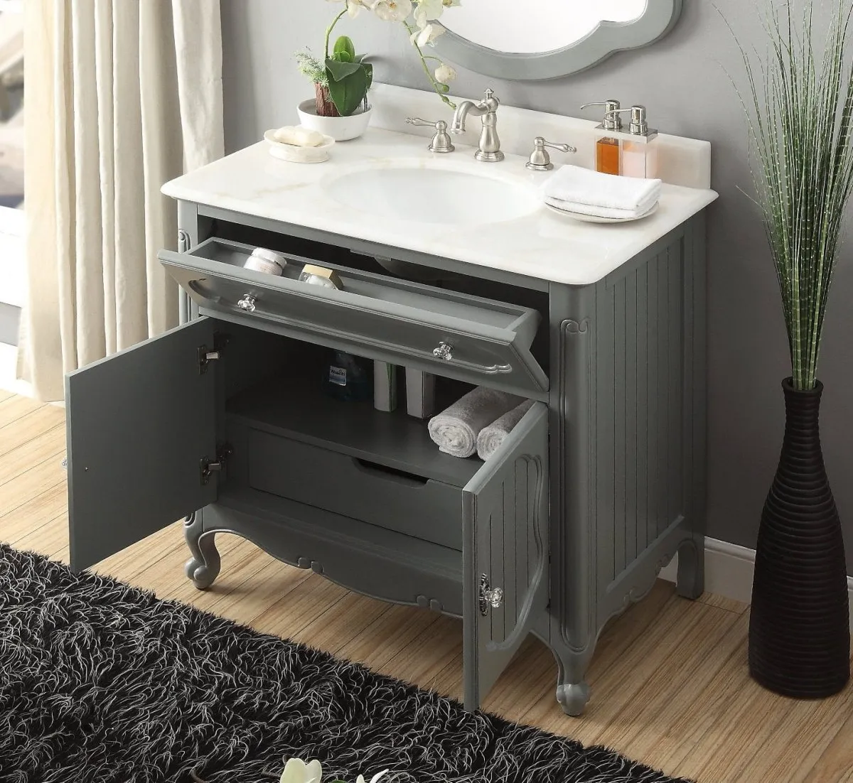 34 Inch Gray Charming Cottage Chic Knoxville Vanity