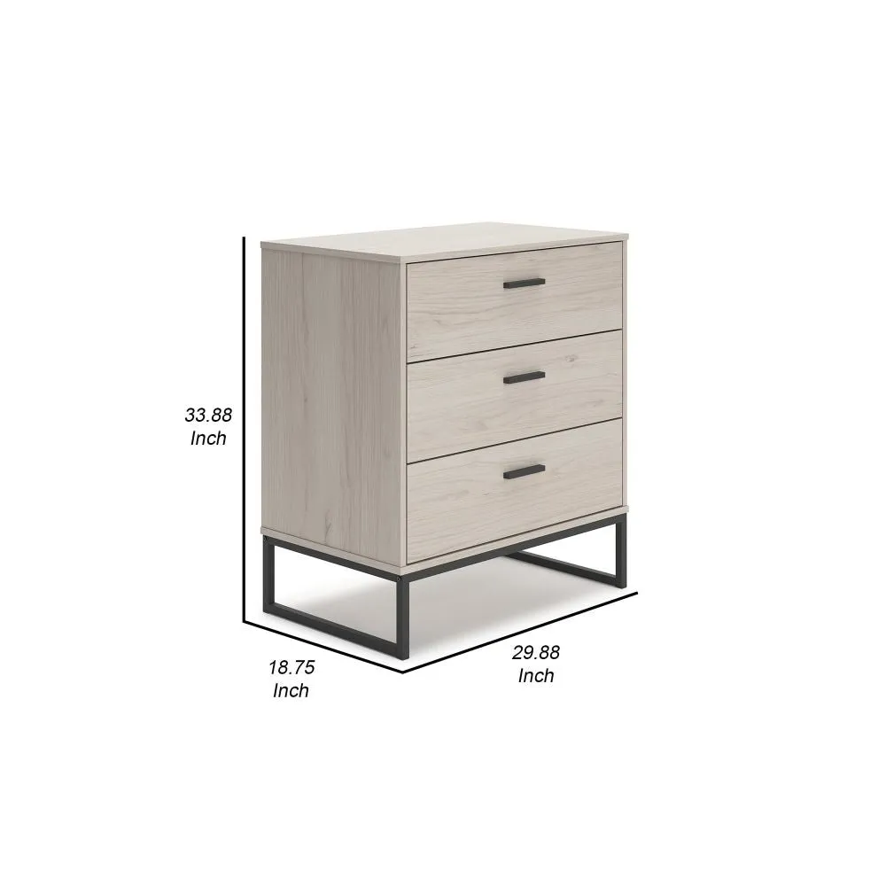 34 Inch Tall Nightstand Chest, 3 Spacious Drawers, Smooth Light Gray Finish By Casagear Home