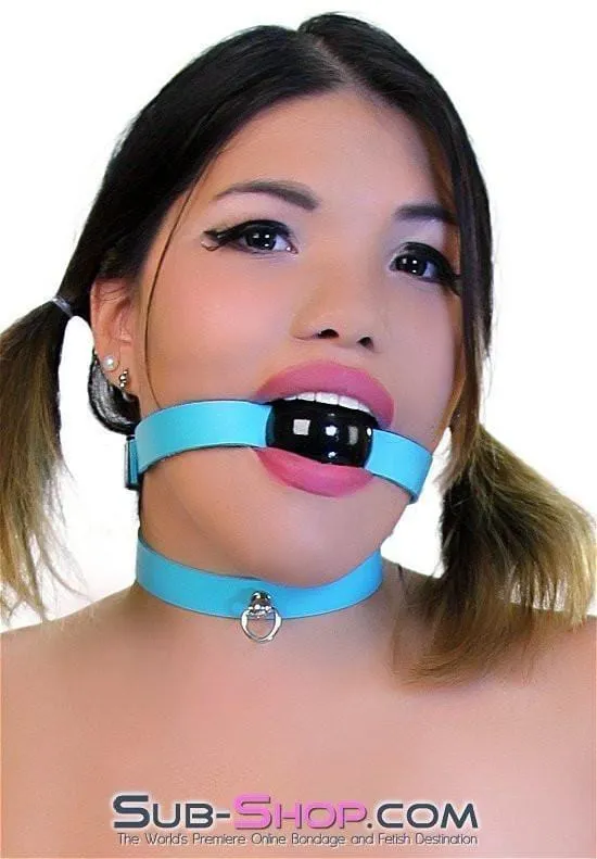 3416A      Classic Diamond Blue Ballgag Strap, Black Ball