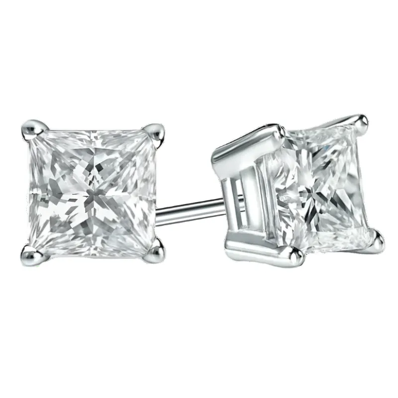 3/4ctw Lab Grown Princess Diamond Stud Earrings