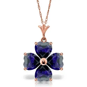 3.6 Carat 14K Solid Rose Gold Heart Cluster Sapphire Necklace