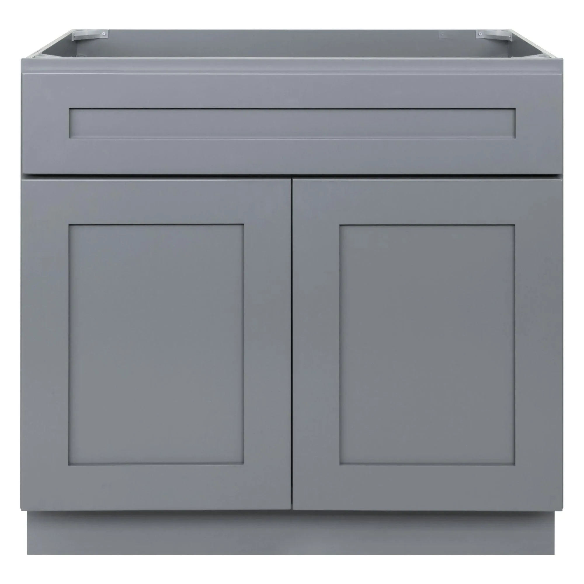 36 W x 21 D x 34.5 H Vanity Sink Base Gray Shaker Cabinet