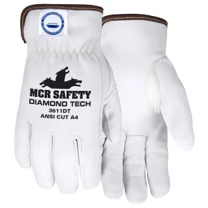 3611DTM MCR Safety Cut Resistant Gloves, Leather, Medium, White