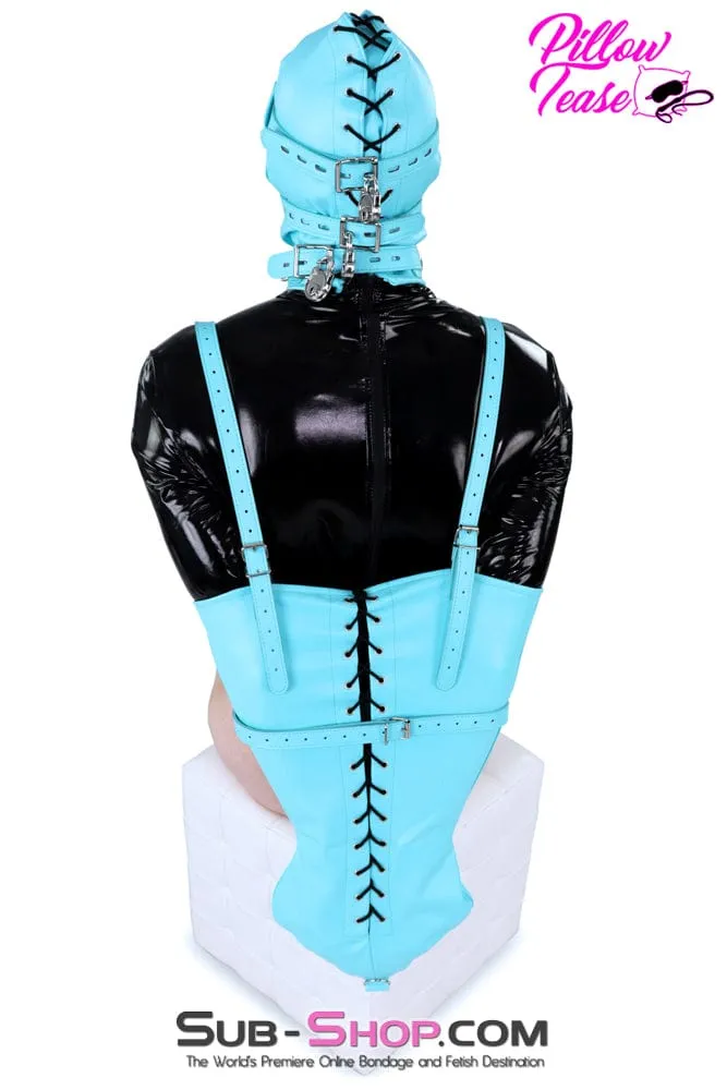 3710RS     Deep Throat Diamond Blue Locking Hood with Removable Penis Gag & Blindfold