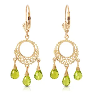 3.75 Carat 14K Solid Yellow Gold Funfare Peridot Earrings