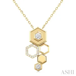 3/8 ctw Asymmetric Hexagon Motif Round Cut Diamond Fashion Necklace in 14K Yellow Gold