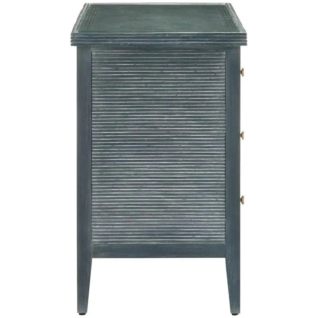 38 in. Santos Vintage Wood and Glass Blue Chest