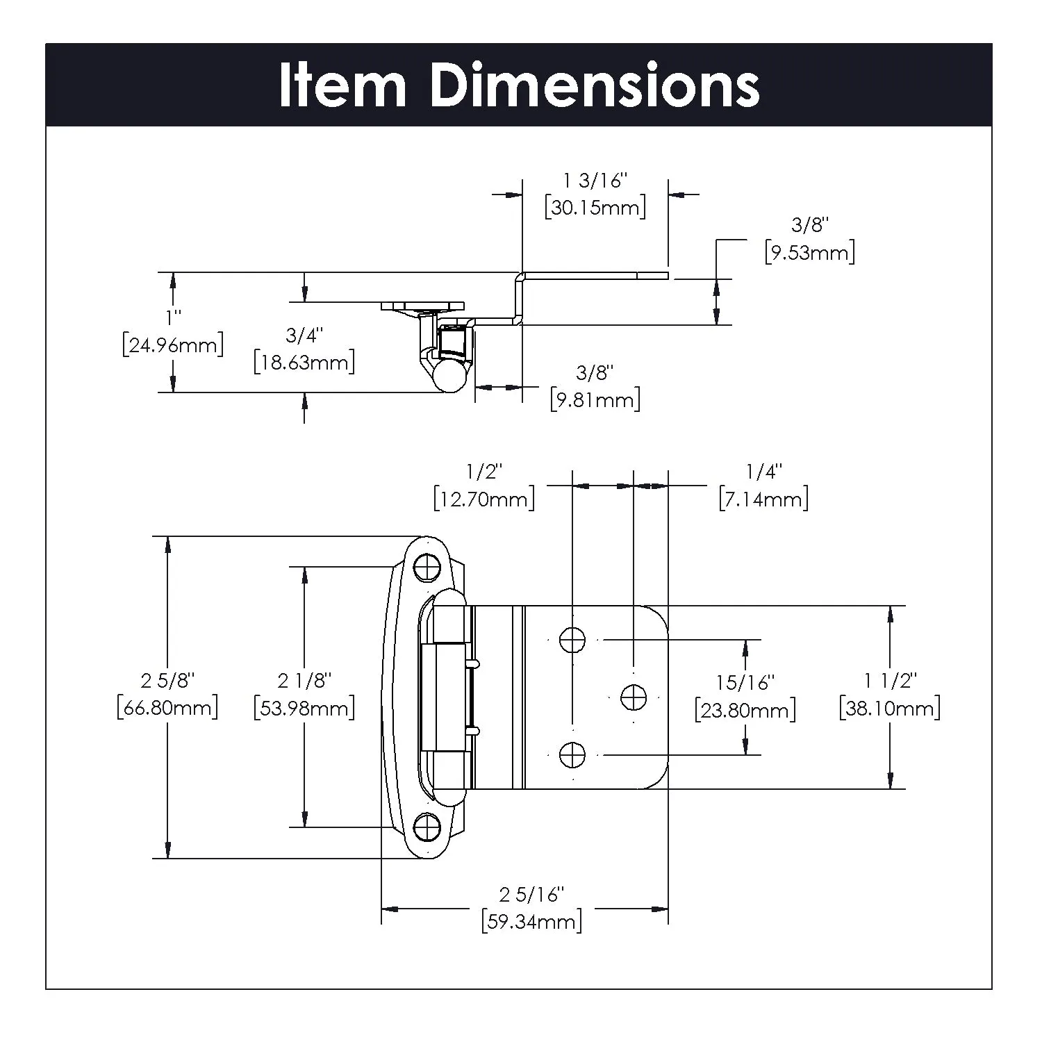 3/8 Inch Inset Surface Face Frame Self-Close Hinge (2 Pack)