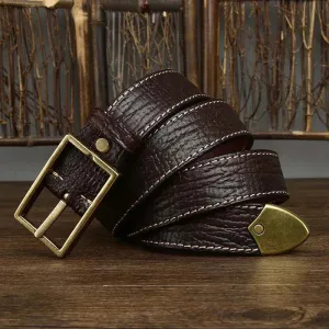 3.8CM Mens belts Luxury Retro Super Thick Genuine Leather Belt Ceinture Designer Brass Belt Buckle Men's Belt For Jeans