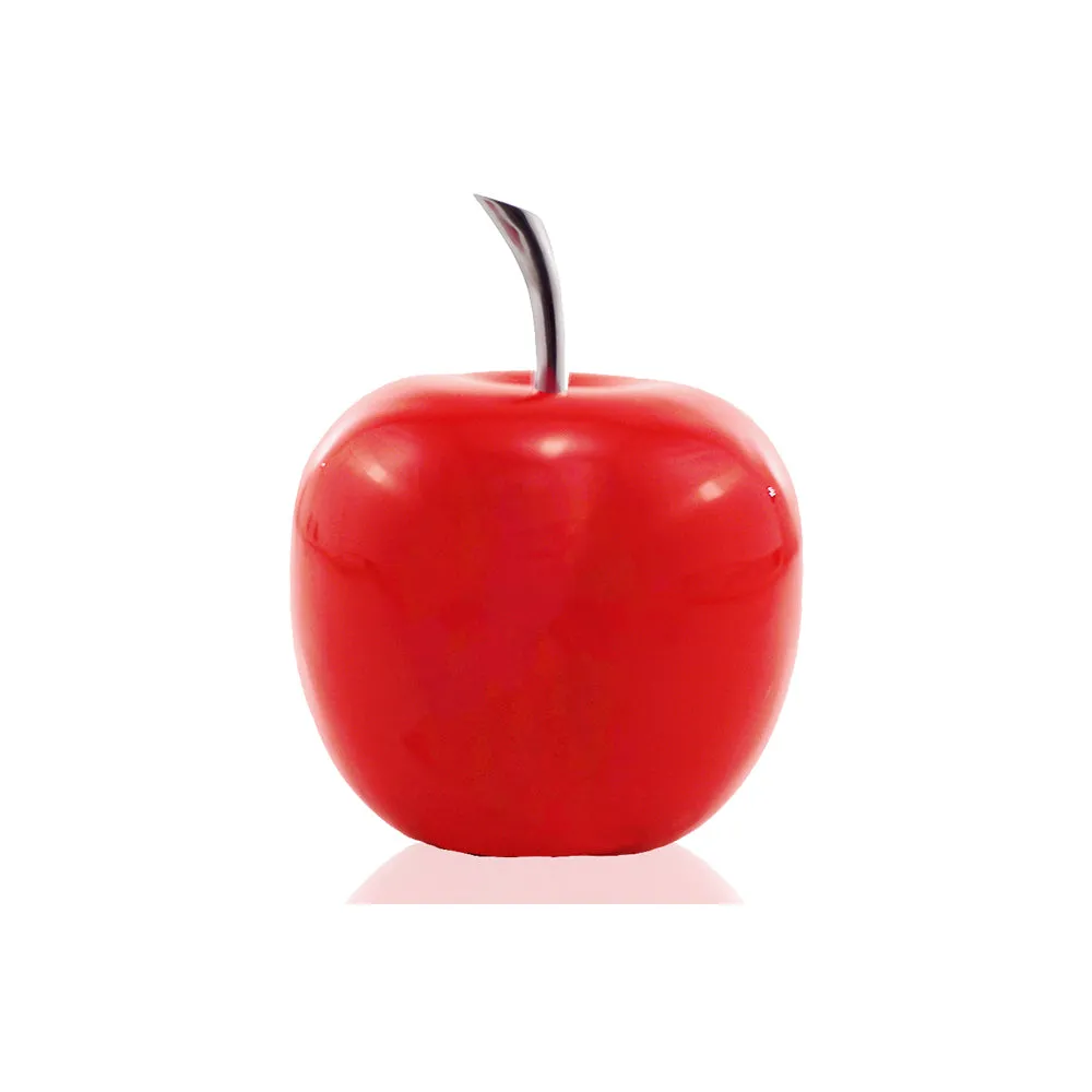 3962 SM Red Small Manzano Rojo, Apple, Fruit, Tabletop, Accents, Transitional, Teacher, School, Décor, Desk, Silver Stem, Aluminum, L x 4.5" W x 6" H