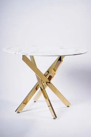 39" Dining table White/Gold