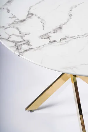 39" Dining table White/Gold