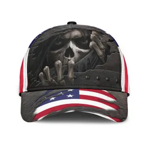 3D All Over Printed Skull Cap Hat With American Flag Pattern Baseball Skull Cap