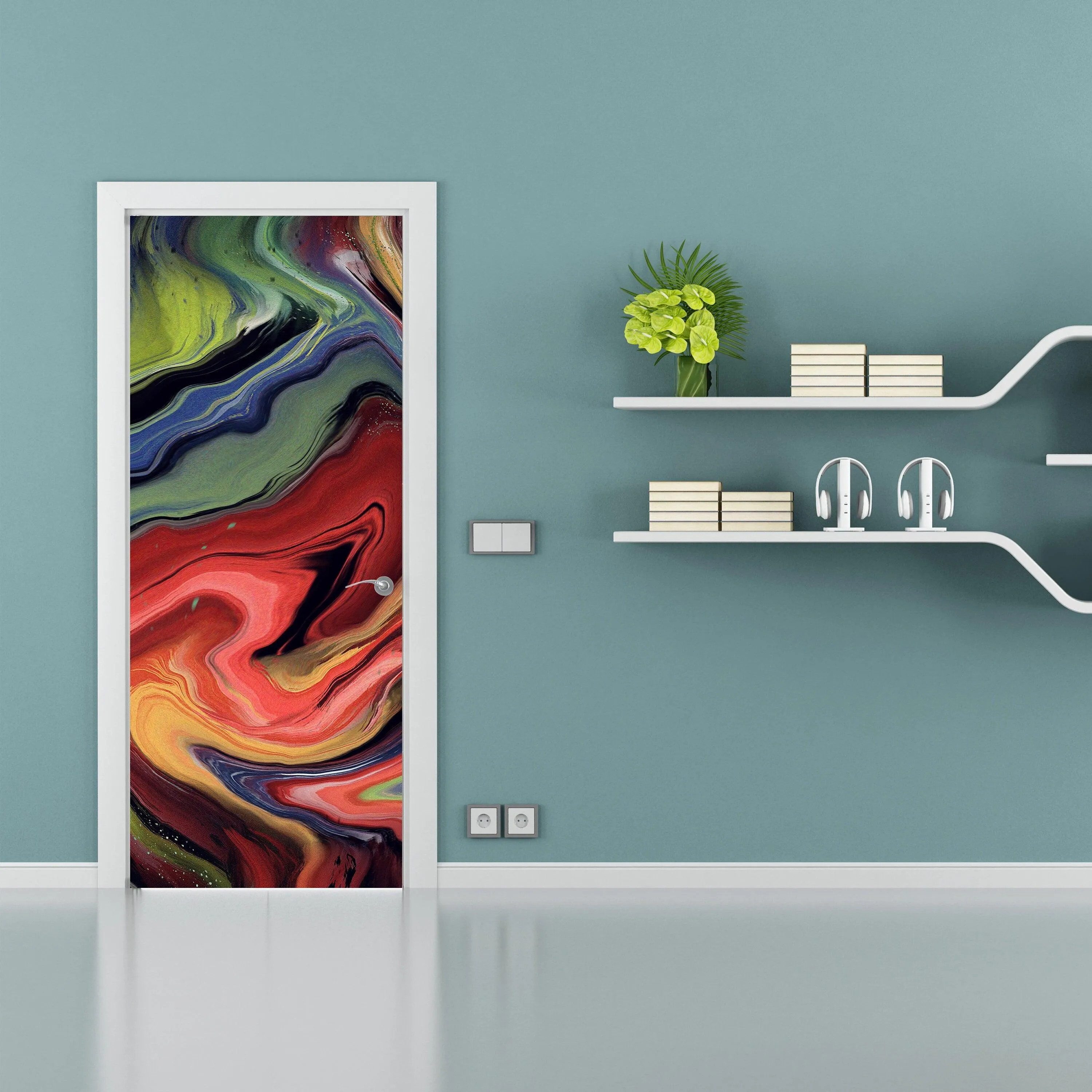 3d Door Cover Sticker - Abstract Wallpaper Front Door Mural Wall Decal