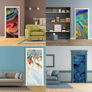 3d Door Cover Sticker - Abstract Wallpaper Front Door Mural Wall Decal