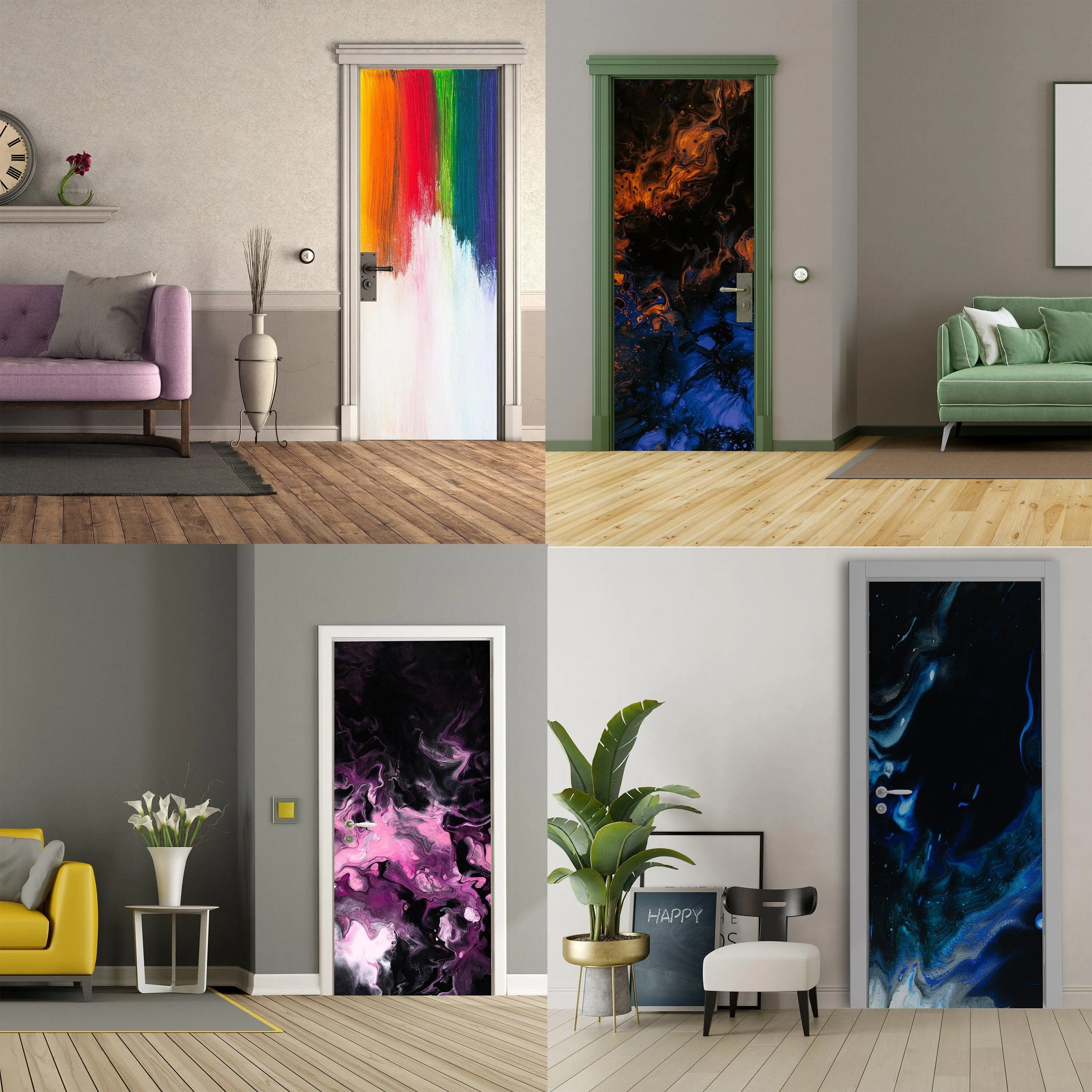 3d Door Cover Sticker - Abstract Wallpaper Front Door Mural Wall Decal