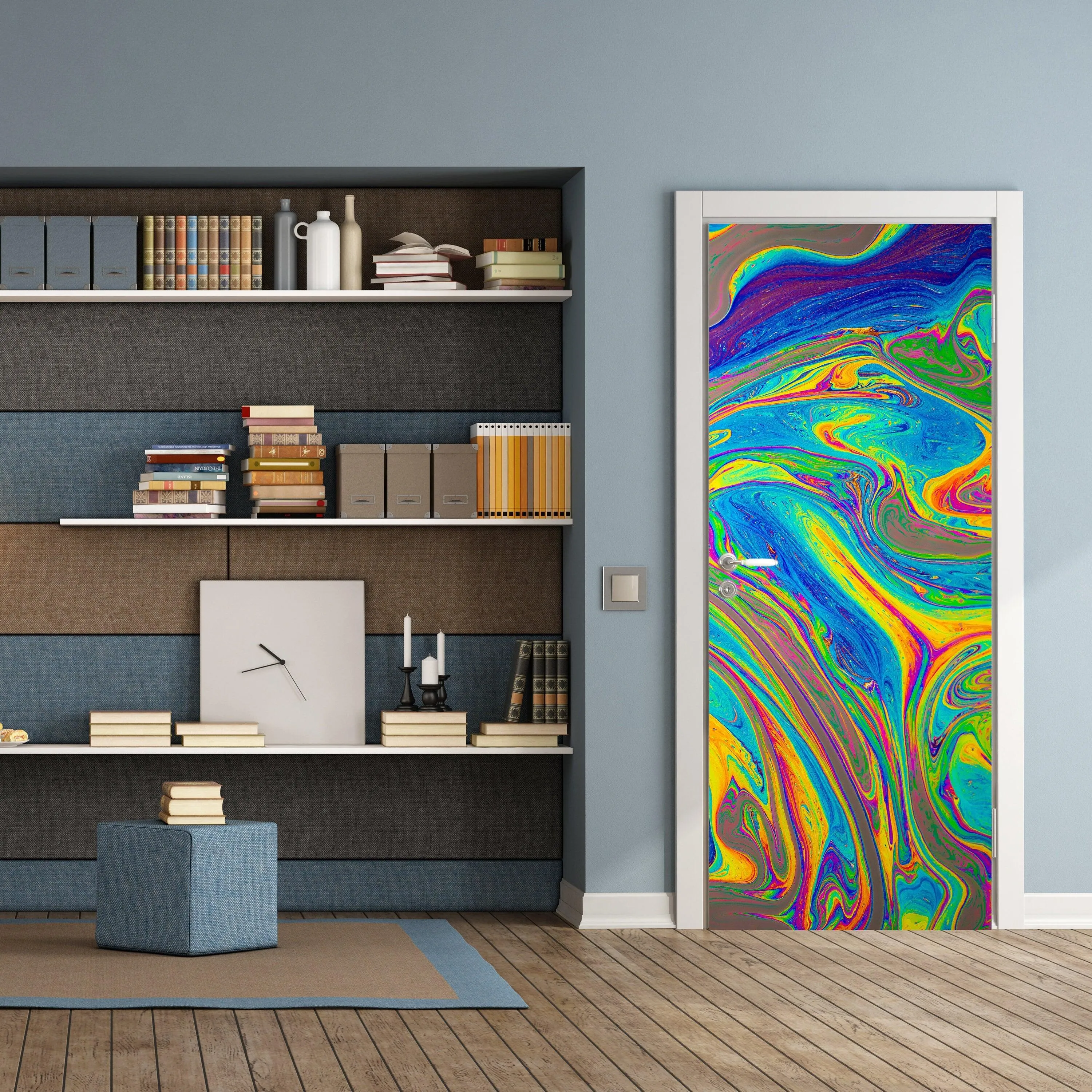 3d Door Cover Sticker - Abstract Wallpaper Front Door Mural Wall Decal