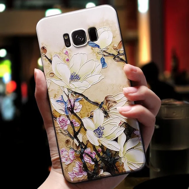 3D Flower Emboss Case For Samsung Galaxy J7 J3 J5 A5 J4 J6 A6 Plus J8 A7 2018 2016 2017 S7 S8 S9 Plus A50 A30 Case Soft TPU Capa