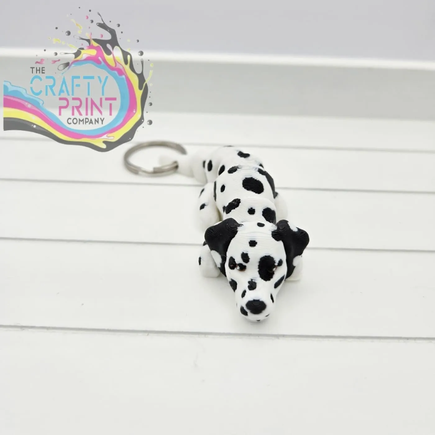 3D Printed Dalmation Dog Articulated Flexi Keyring/Fidget