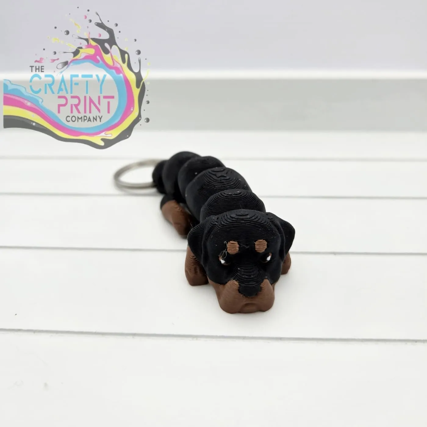 3D Printed Rottweiler Dog Articulated Flexi Keyring/Fidget