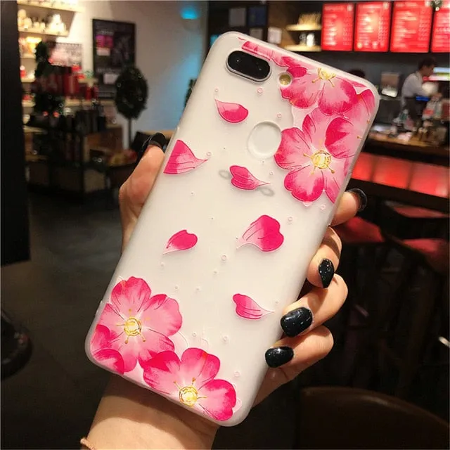 3D Relief Floral Phone Case For OPPO A59 A37 A57 A83 A73 A75 F5 F7 F9 A5 A3S A37 A77 A3 R17 A7X K1 R15 Case Girly Silicon Cover