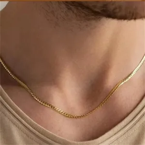 3mm Men Flat NK Chain Necklace Simple Stainless Steel Gold Color Choker For Women Men's Jewelry Trendy Accessories