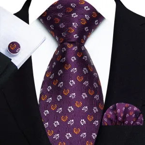 3Pcs Men's Abstract Little Floral Dots Necktie Set