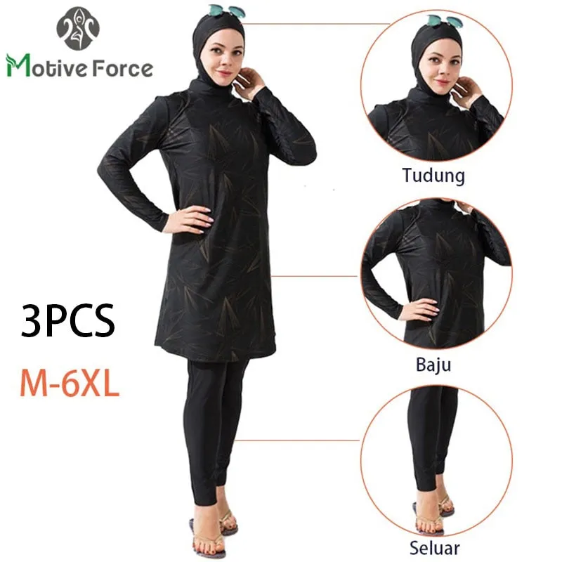 3PCS Muslim swimwear long sleeve burkini