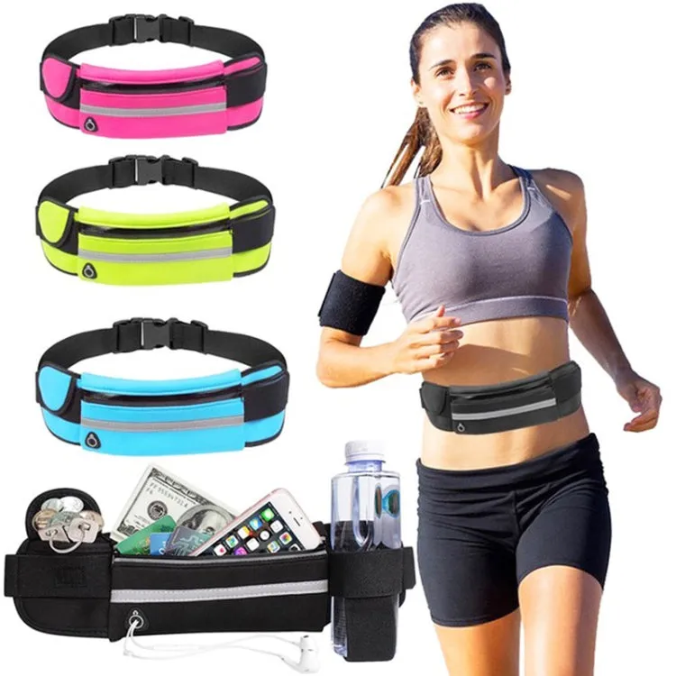 3PCS Outdoor Sports Large Capacity Portable Sweatproof Waist Bag(Rose Red)