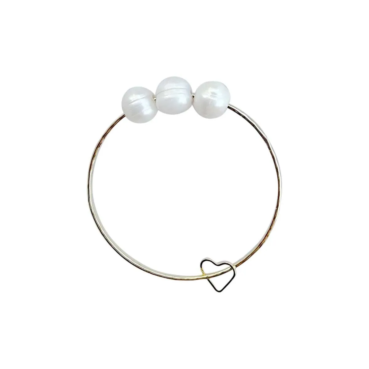 3pcs White Pearl Charms Bracelet, 8in