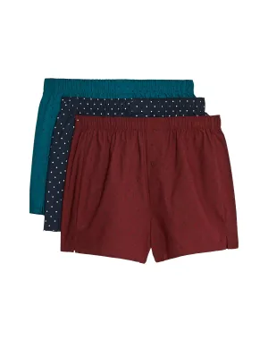 3pk Pure Cotton Polka Dot Woven Boxers