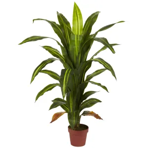 4' Artificial Dracaena Silk Plant (Real Touch) - Low Maintenance, Life-Like & Vibrant Silk Plants For Busy People.