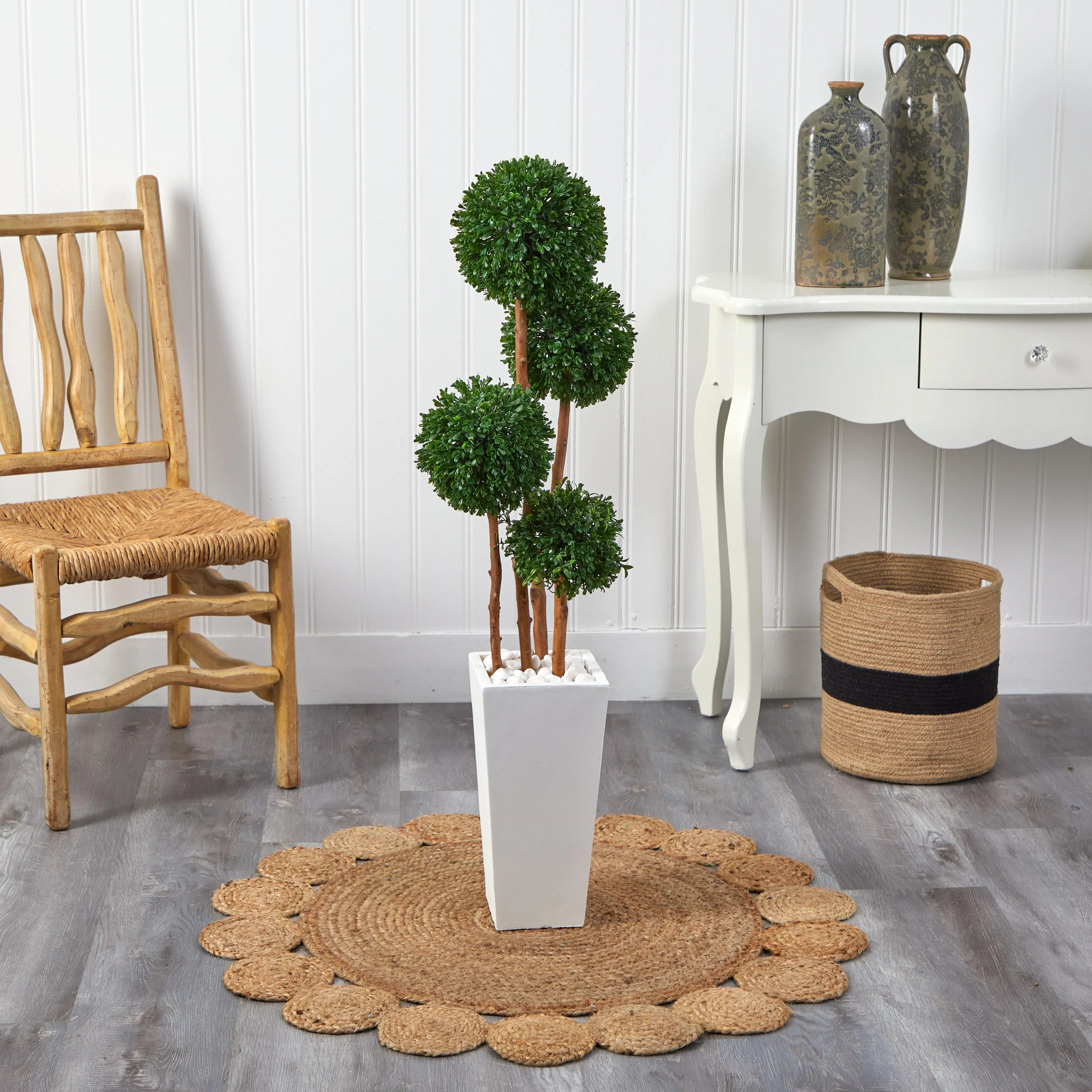 4’ Boxwood Topiary Artificial Tree in Planter (Indoor/Outdoor)