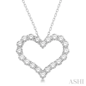 4 ctw Heart Shape Round Cut Diamond Pendant With Chain in 14K White Gold