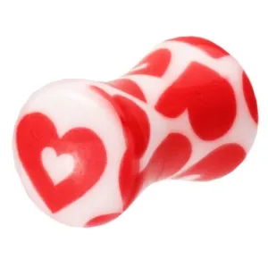 4 Gauge Double Flared Pink Heart Ear Plug