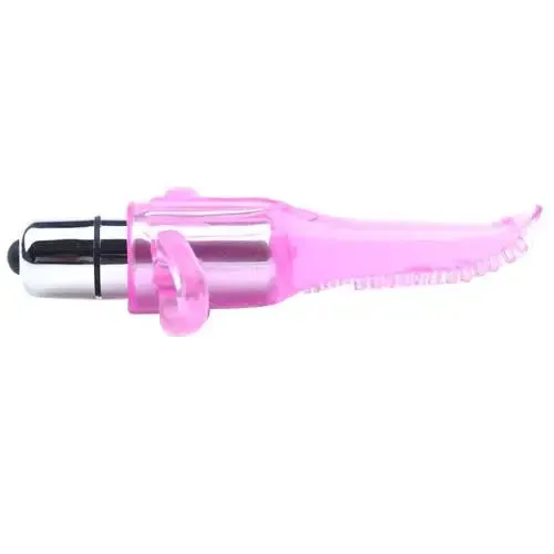 4-inch Diamond Jelly Clear Pink Mini Tongue Finger Vibrator