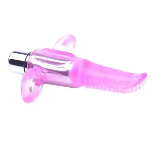 4-inch Diamond Jelly Clear Pink Mini Tongue Finger Vibrator