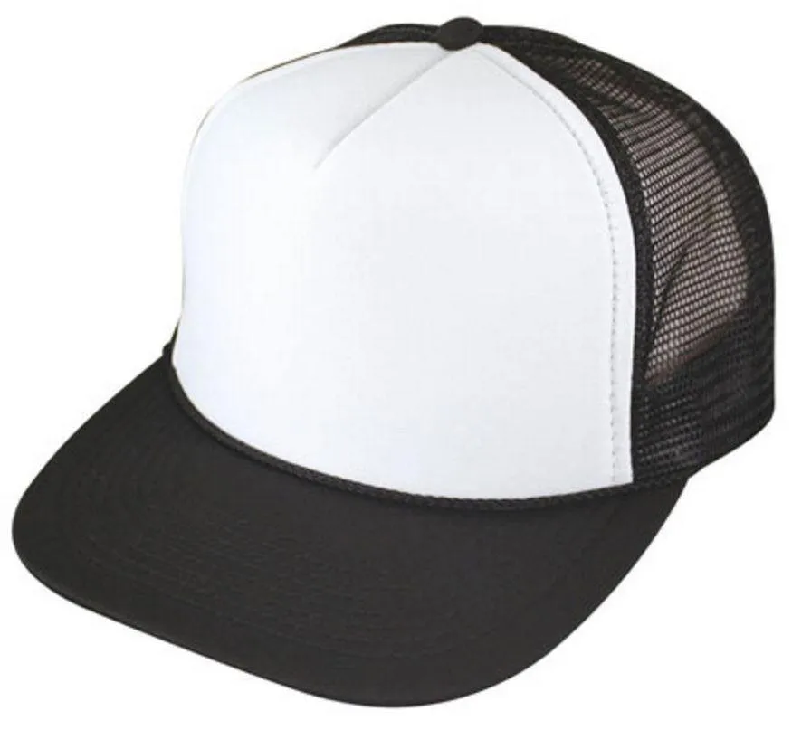 4 Pack Flat Bill Blank 5 Panel Mesh Foam Trucker Baseball Hats Caps Wholesale Bulk