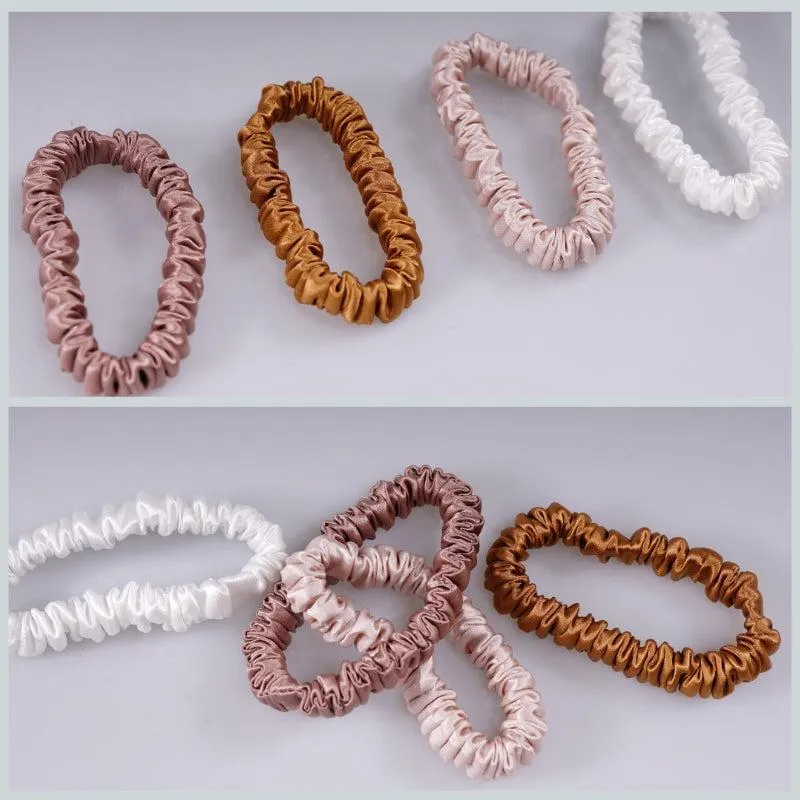 4 Pack Mini Silk Hair Ties - Light Brownish - dropshipping