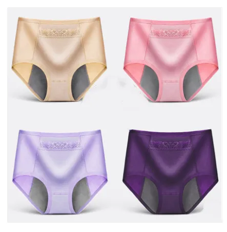 4 Physiological Underwear Women\'s Waist Cotton Aunt Menstrual Period Leak-proof Girl Warm  Breathable Triangle Health Pants