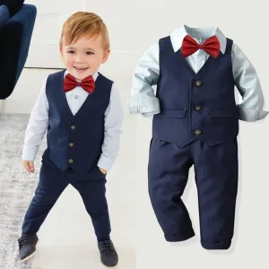 4-Piece Boy Classic Navy Gentleman Suit (3 Colors)