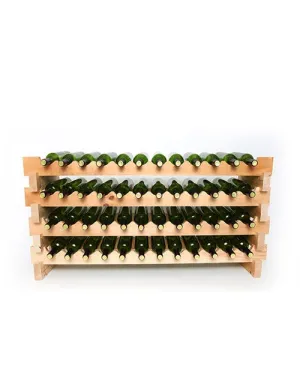 4 Shelf 48 Bottle Pine Stackable Rack